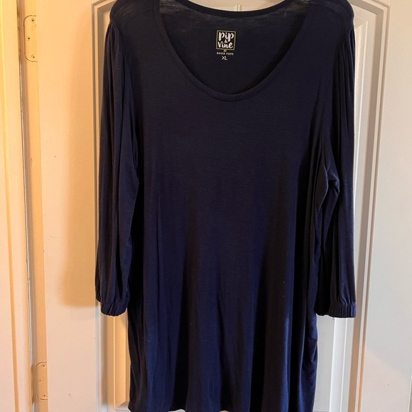 Navy 3/4 Sleeve Maternity Top - Picture 1 of 5